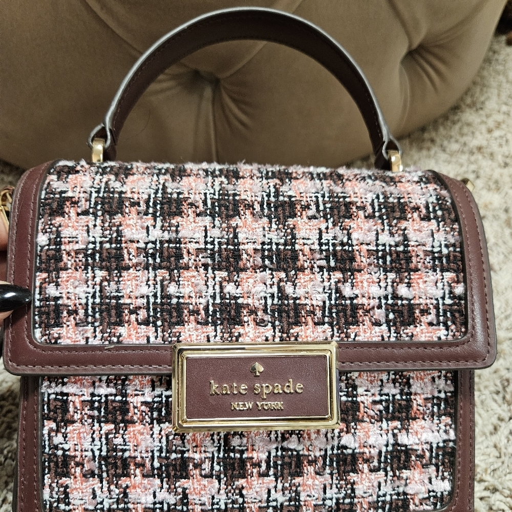 Kate ♠️ Spade  Reegan Top Handle Tweed Crossbody - Picture 3 of 16